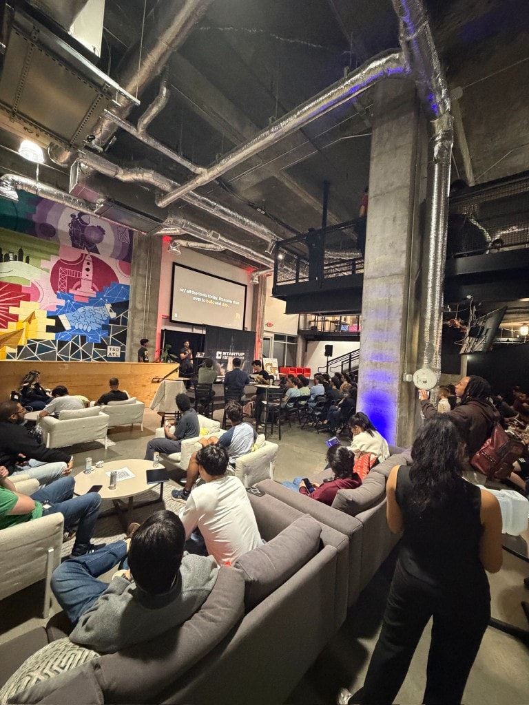 Startup Exchange Summit audience at Tech Square Atlanta during a Hive pitch event.