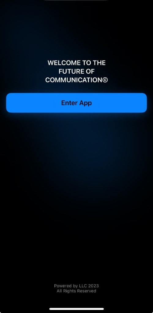 PartnerUp welcome screen with Enter App button on a dark gradient background.